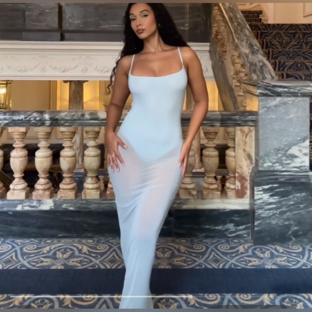SKIMS Light Blue Maxi Slip Dress